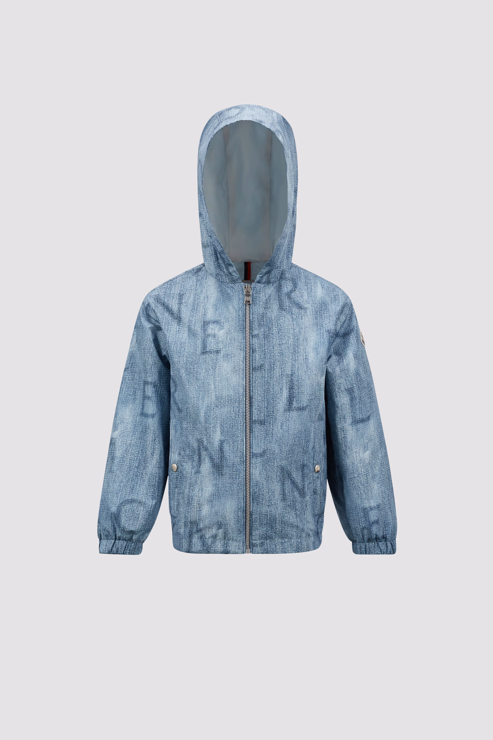 Seanle Denim-Effect Hooded Jacket Boy Denim Blue Moncler 0